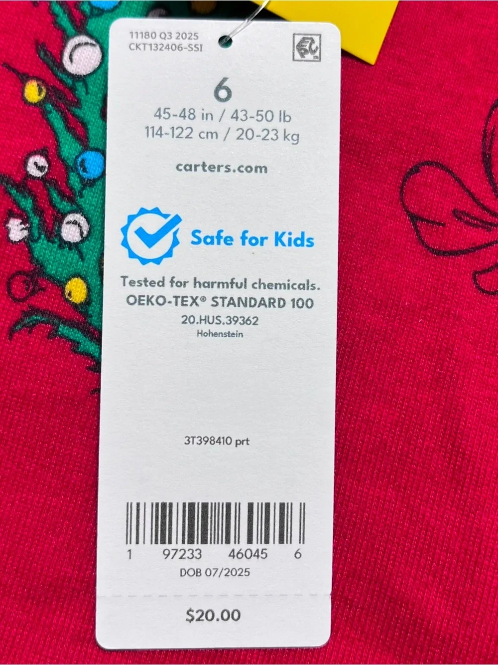 Caters Boys The Grinch Dr Seuss Printed Christmas Pajama Top Size 6 Red